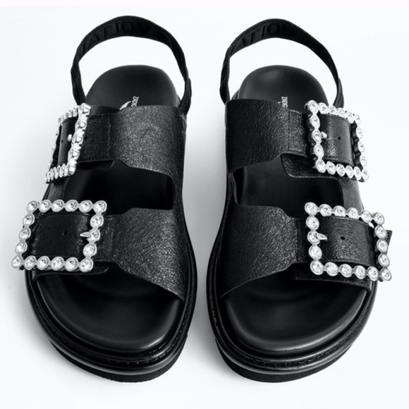 Zadig & Voltaire Alpha Grunge Jewel Buckle Sandals - Picture 1 of 11